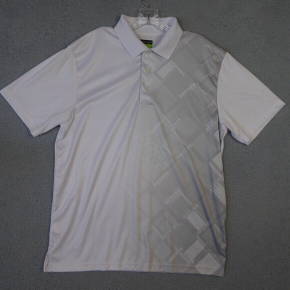 PGA Tour Shirt  Men's Large White Gray Pro Series Polo Short Sleeve Athletic Fit - Picture 1 of 10
